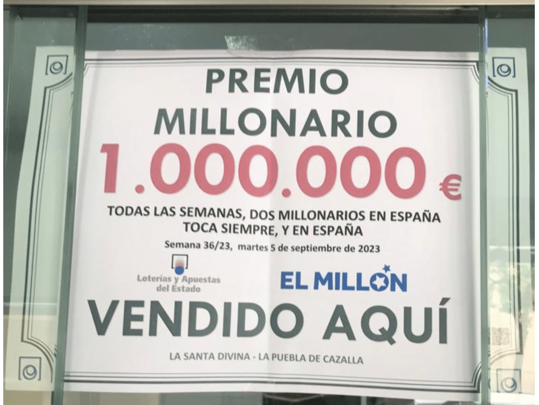 Premio-millonario La santa Divina ha vendido el premio millonario del 5 de septiembre, comprueba tus boletos
